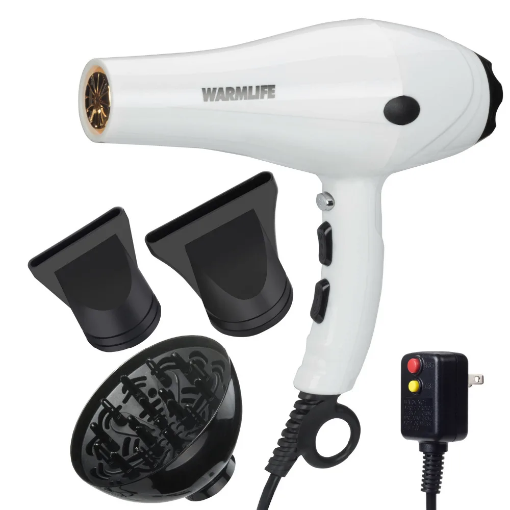 

1875W Professional Hair Dryer Negative Ions Hair Blow Dryer Far Infrared Function AC Motor With Diffuser Concentrator White