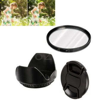 

3in 1 set 58mm SLR camera UV Filter + Lens Hood + Lens Caps for Olympus 40-150 EP1 EP2 E-PL3 E-PL5