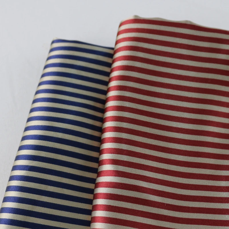 

deep blue red striped diy material soft polyester satin fabrics linings