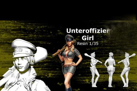 

1/35 Scale Unpainted Resin Figure Female with Pzf