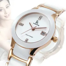 IK Women’s Watch Day Quartz Crystal Ceramic Waterproof Watches Wristwatch Gift Box With Gift Box