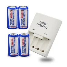 4 pièces 3 V 1300 mAh CR123A 123A CR123 16340 rechargeable batterie au lithium Li-ion batterie + 1 pièces CR123A/CR2 chargeur universel