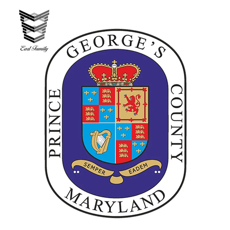 

EARLFAMILY 13cm x 9.8cm Car Styling Prince George County Seal Maryland Bumper CAR STICKER Waterproof Doors Windows Accessories