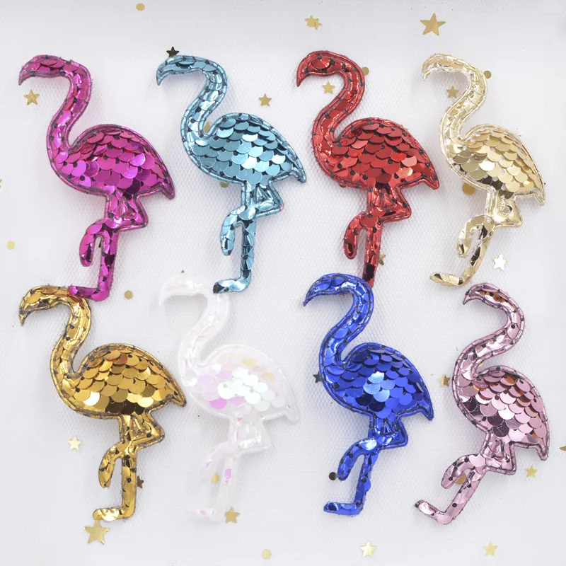 

Wholesale 40Pcs Flamingo Appliques with Glitter Sequins Embroider Patches for Clothes Hat Sewing Supplies Headwear Ornament S49