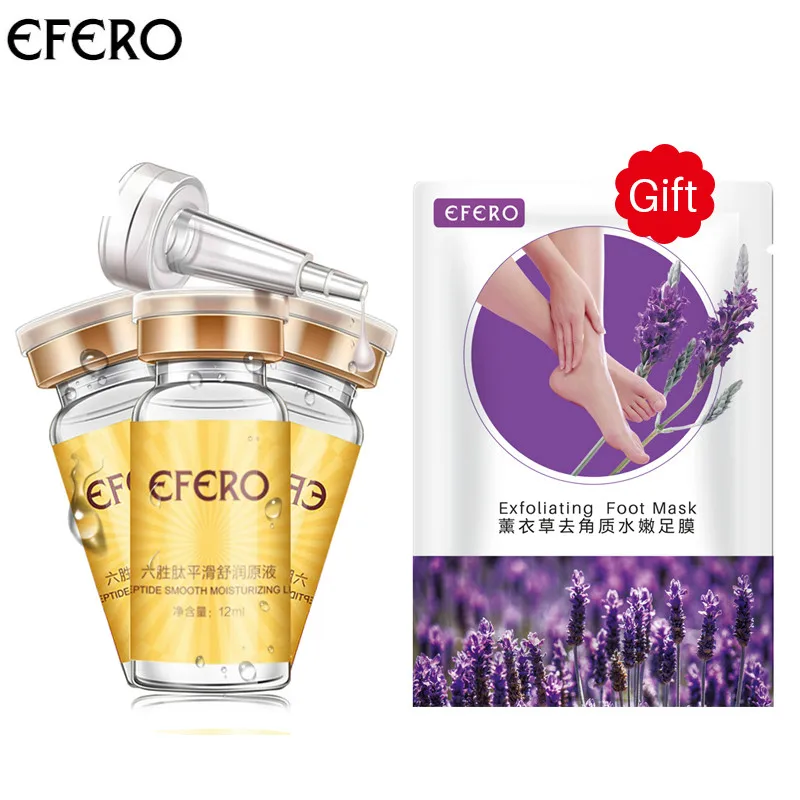 

efero 3Pcs Argireline Face Lifting Essence Anti-Aging Six Peptide Liquid Ageless Whitening Face Cream with Lavender Foot Mask