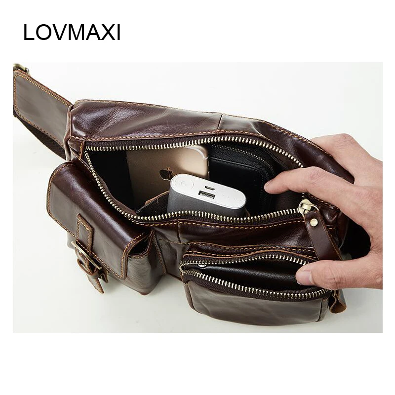 LOVMAXI Genuine Leather Waist Packs Men Waist Bags Fanny Pack Bags Phone Pouch Travel Male Small Bag Leather Bags