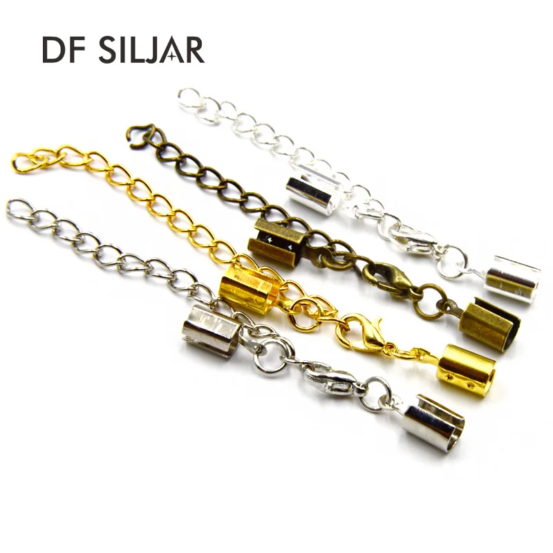 20Set Fit 3mm 4mm Round Leather Cord Crimp End Caps Tips Fastener