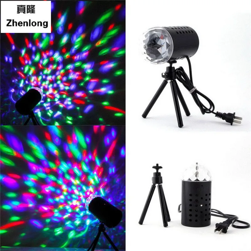 EU/US Plug 3W LED RGB Stage Light Auto Rotating Crystal Laser disco
