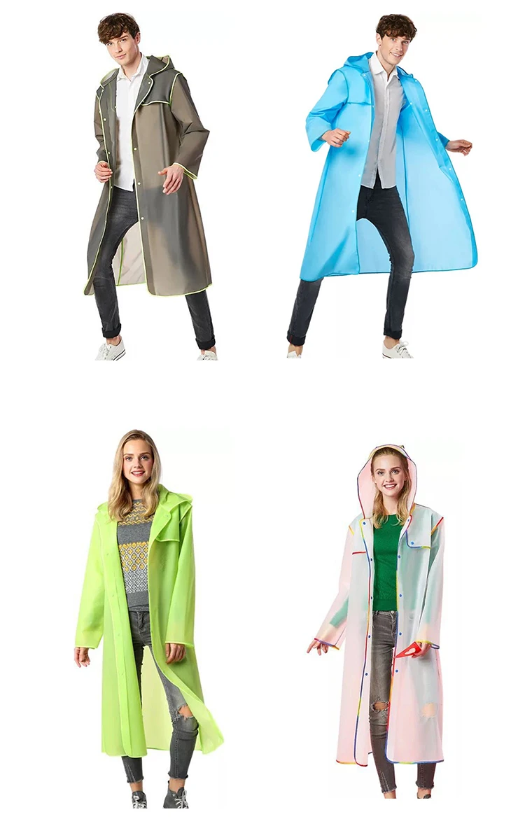 12.2018 Cheap to carry Fashion soft transparent  Plastic Thick Rainwear Unisex Woman men Waterproof Long Raincoats 