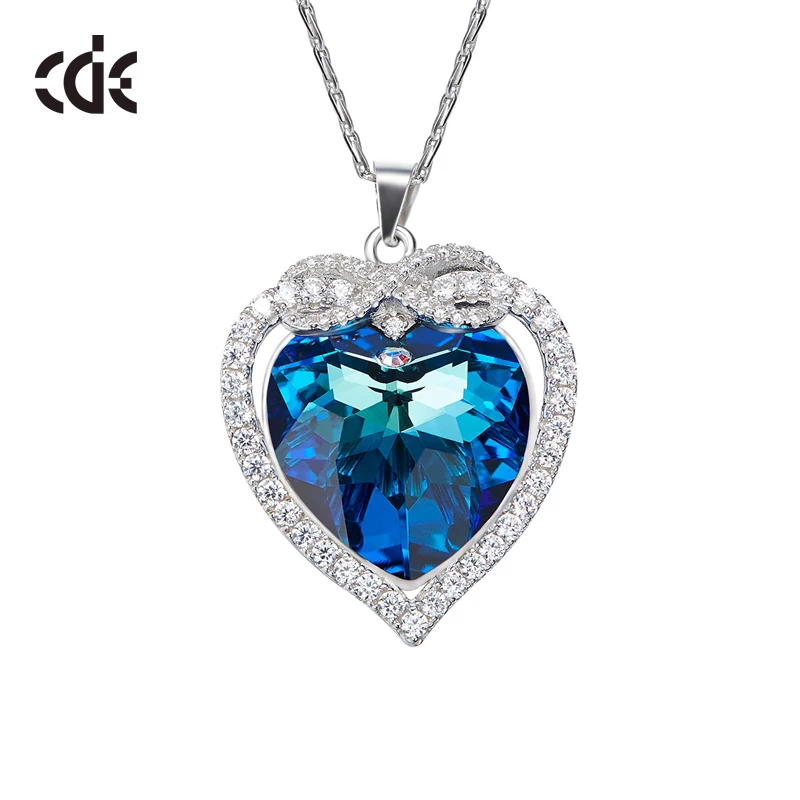 CDE кулон ожерелье украшено кристаллами от Swarovski сердце синее ювелирные изделия