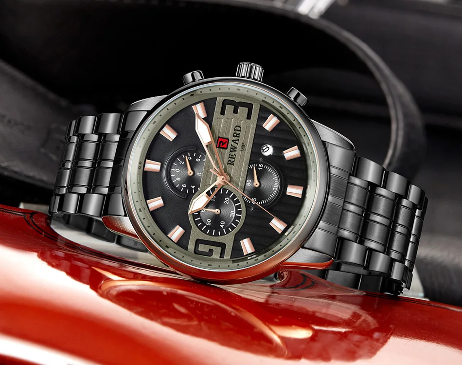Роскошные серебряные часы из нержавеющей стали, мужские спортивные часы, брендовые Кварцевые водонепроницаемые наручные часы с хронографом, мужские часы