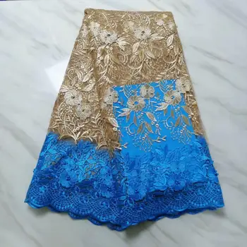 

Latest African Laces 2019 Red Lace Embroidery Lace Fabric Mesh Lace Gold Blue Bridal Lace With Beads For Nigerian Dresses