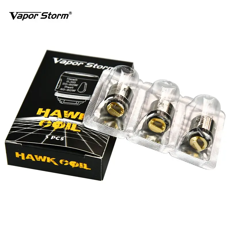 

Original Vapor Storm 3 pcs/pack Mesh Coil Hawk Atomizer Coil Trip Head 0.2 Ohm Organic Cotton 30-85W E Cigarette Evaporator