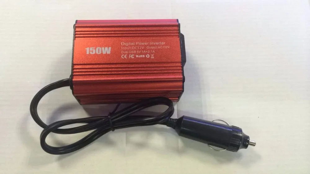 

Portable DC 12V to AC 220V 150W Modified Sine Wave Power Digital Power Motor Charger 2.1A+ 1A Dual USB Charger Free RU