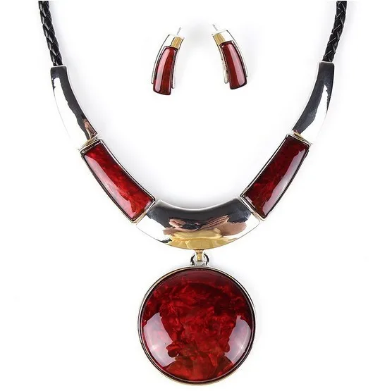 

AOLOSHOW Dubai jewelry sets Choker necklace for women gems stone pendant Wedding african necklace and earring sets ,NL-2150
