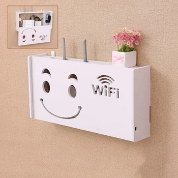 

1* Smile Storage Box Wireless Wifi Router Organizer Shelf Wall Hanging Brackets