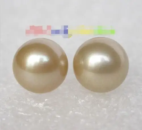 

Free Shipping >>>> GENUINE 9MM ROUND CHAMPAGNE SOUTH SEA PEARL EARRING 14K SOLID POST j7907