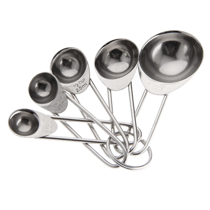 

OOTDTY Top Measuring Spoons 5pcs/Set Stainless Steel Measuring Spoons Cups Useful Kitchen Baking Tool
