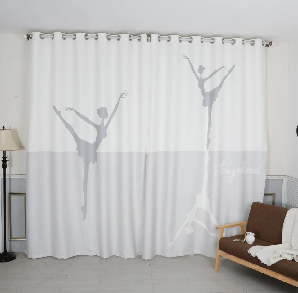 Modern 3d Blackout Curtain Pink Dance Yoga Girl Pattern Thicken