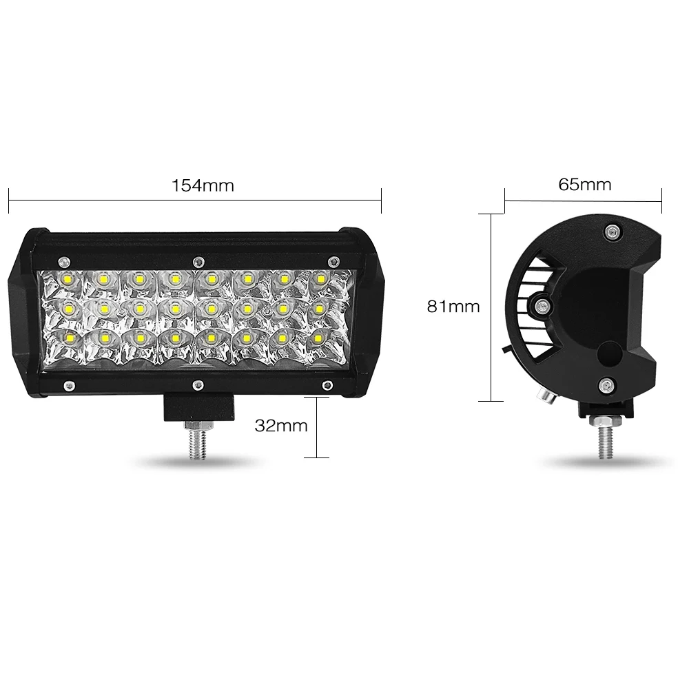 

7 Inch Three Rows Led Light Bar 72W Car Work Light Car Decoration Daytime Running Lights Modified Off-Road Roof Light Bar