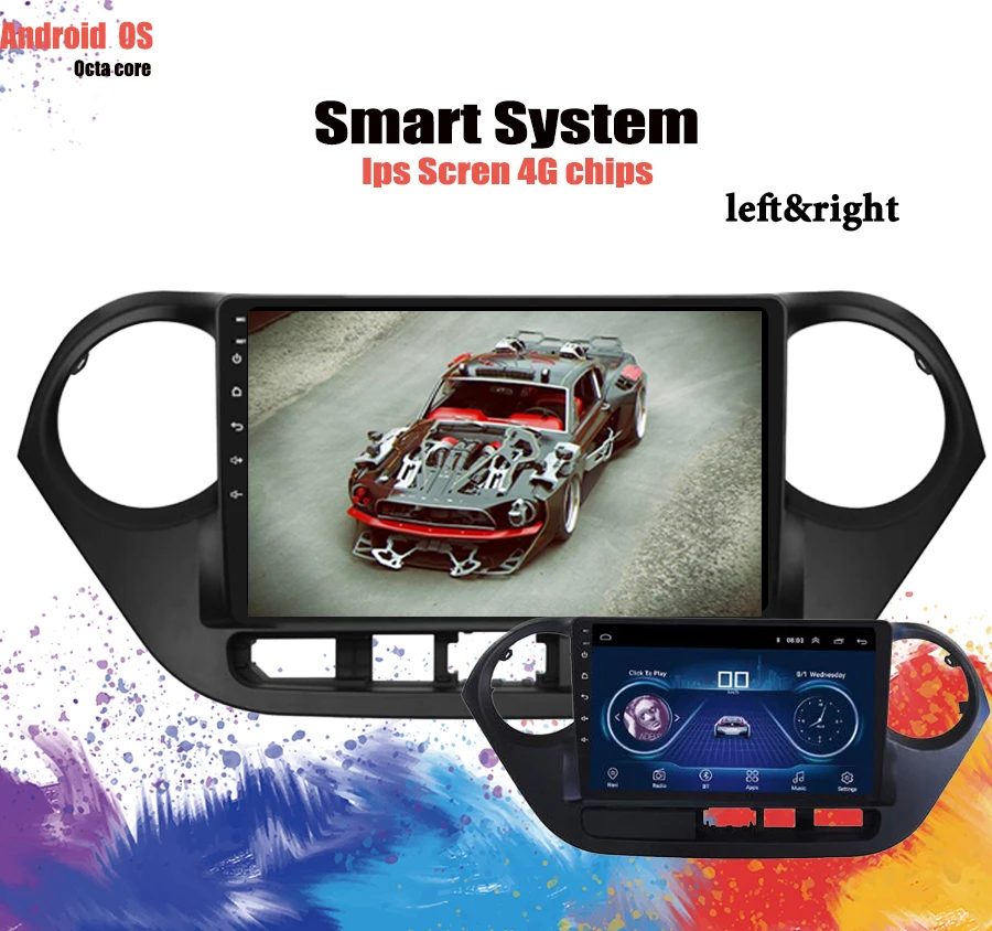 Clearance Octa Core 4GB RAM 64GB ROM Android 9.1 Car DVD Multimedia Player Radio For Hyundai I10 LHD Diver 2013-2018 Carplay Head Unit 1