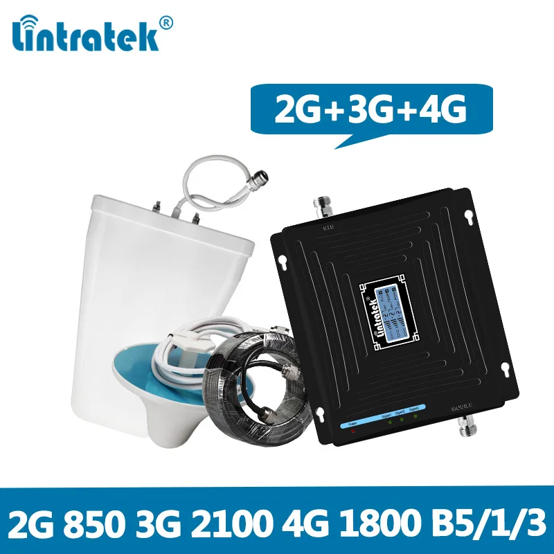 

Lintratek Repeater 850 1800 2100Mhz 2G 3G 4G Signal Booster CDMA 850Mhz LTE 1800 3G 2100Mhz Repetidor B5/B1/B3 Amplifier kit @8