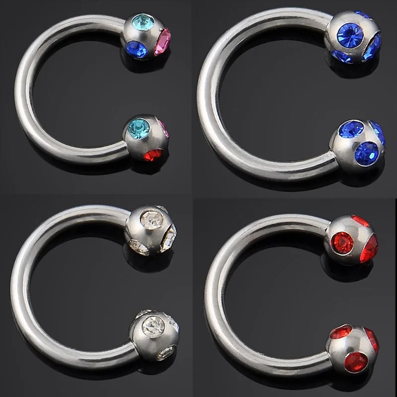 1pc/order Andoized Silver Stainless Steel Circular Barbell Piercing