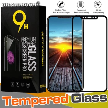 

1000pcs Fiber Soft Edge Full Cover Tempered Glass For iPhone 11 Pro Max XS XR X 8 7 6 6S Plus Screen Protector Film With Paper Package