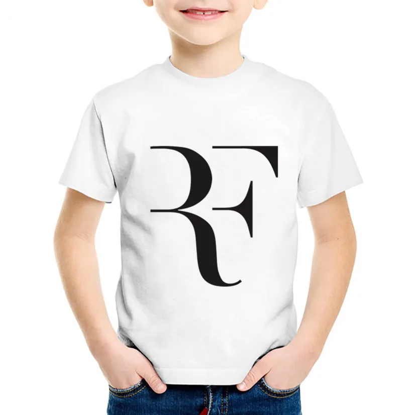 Модные детские футболки с принтом Roger Federer RF летние для мальчиков и девочек