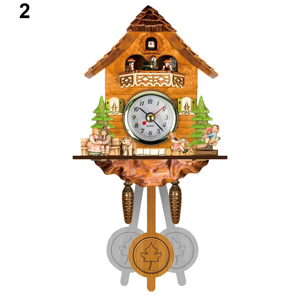 1 шт. качества старинные деревянные настенные часы с кукушкой птица времени колокол качели будильник часы домашний художественный домашний декор DA - Цвет: style 2