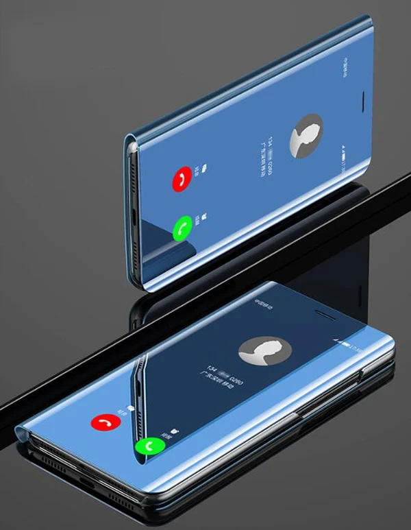 Прозрачный умный чехол mi rror для Xiao mi 9 8 SE Lite 9T Pro 5X 6X A1 A2 mi x 3, чехол для телефона mi Pocophone F1, чехол - Цвет: Blue