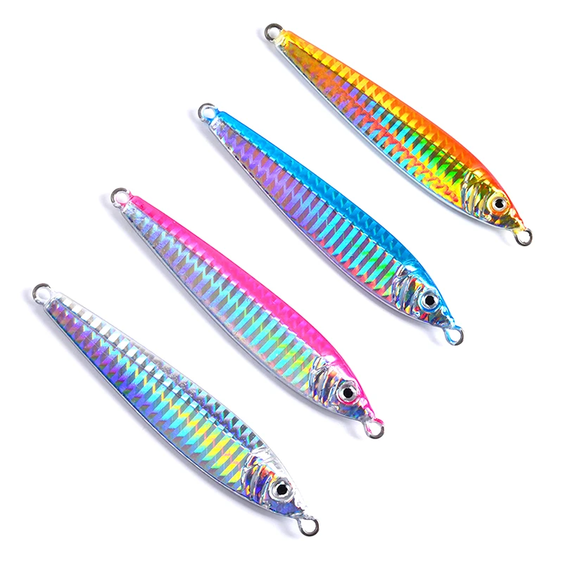 

60g fishing spoon bait 4 color bait metal slice jig bait artificial spoon Jigbait treble hook super hard bait