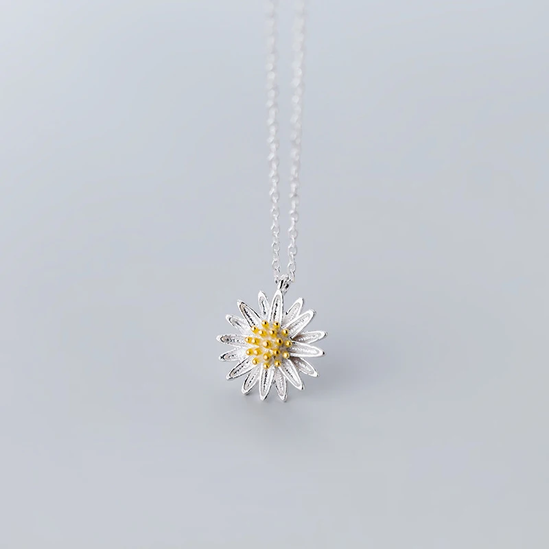 INZATT Real 925 Sterling Silver Yellow Flower Pendant Necklace For Elegant Women Cute Fine Jewelry Fashion Accessories Gift - Цвет камня: NY299