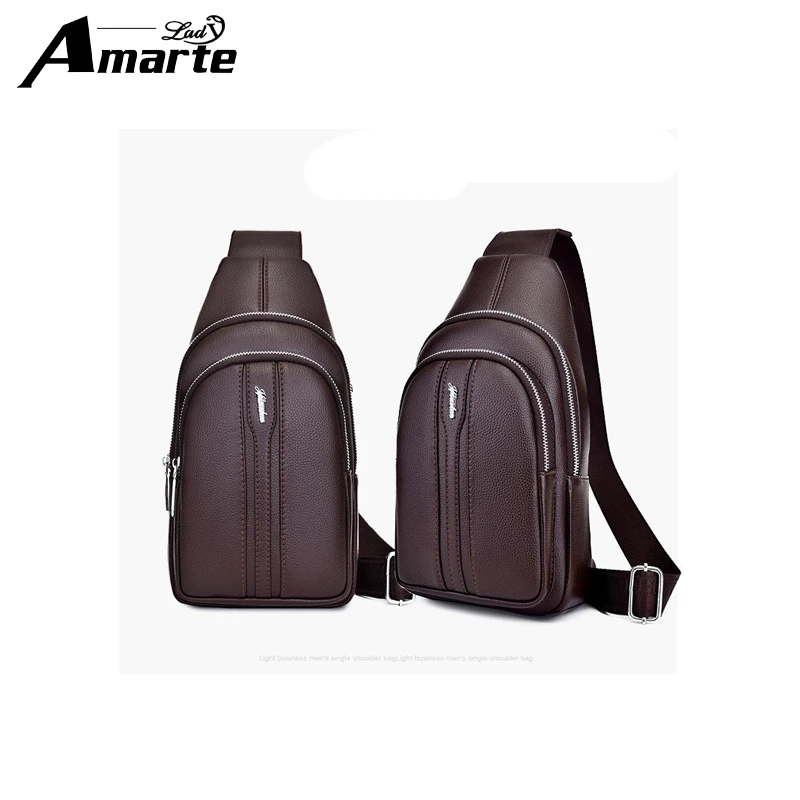 

2018 High Quality Men's Chest Bag Retro PU Leather Single Shoulder Bag Leisure Travel Messenger Bag Chest Pocket Cross Body Bag