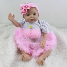 Lifelike Mohair Reborn Baby Dolls 22 Inch Princess Girl Babies Realistic Silicone Doll Toy With Full Silicone Arms For Sale