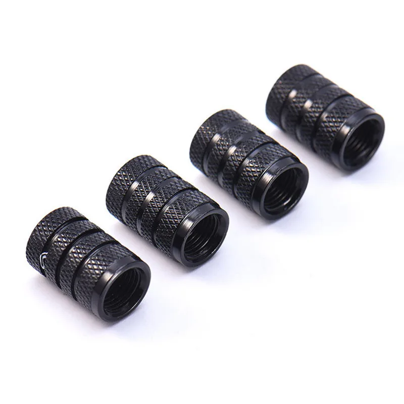 NEW 4PCS Black Aluminum Car Accessories Vehicle unique design Car Truck Air Port Cover Tire Rim Tire Valve Caps Wheel Stems Caps