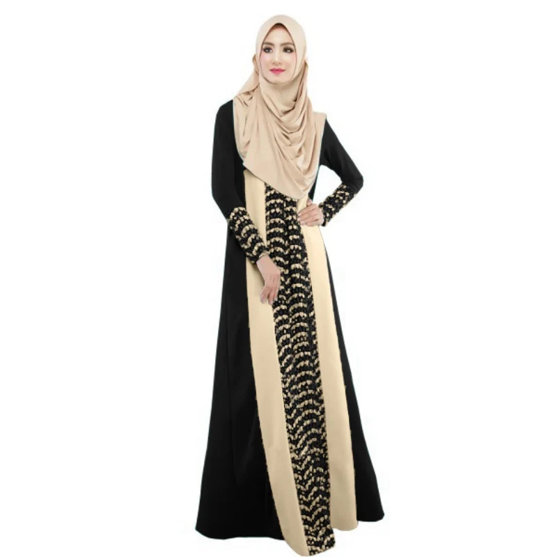 Women Muslim Kaftan Arab Jilbab Abaya Islamic Stitching Long Sleeve...