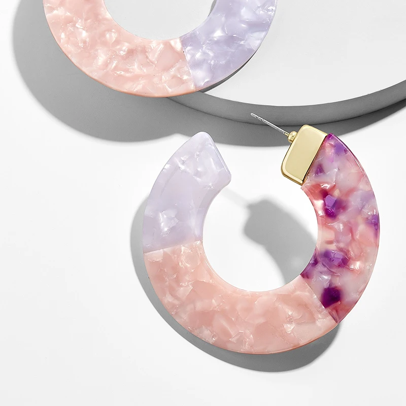 2018 New Beach Multicolor Statement Earrings Acrylic Big Hollow Round Circle Geometry Resin Dangle Drop Earring Women Jewelry