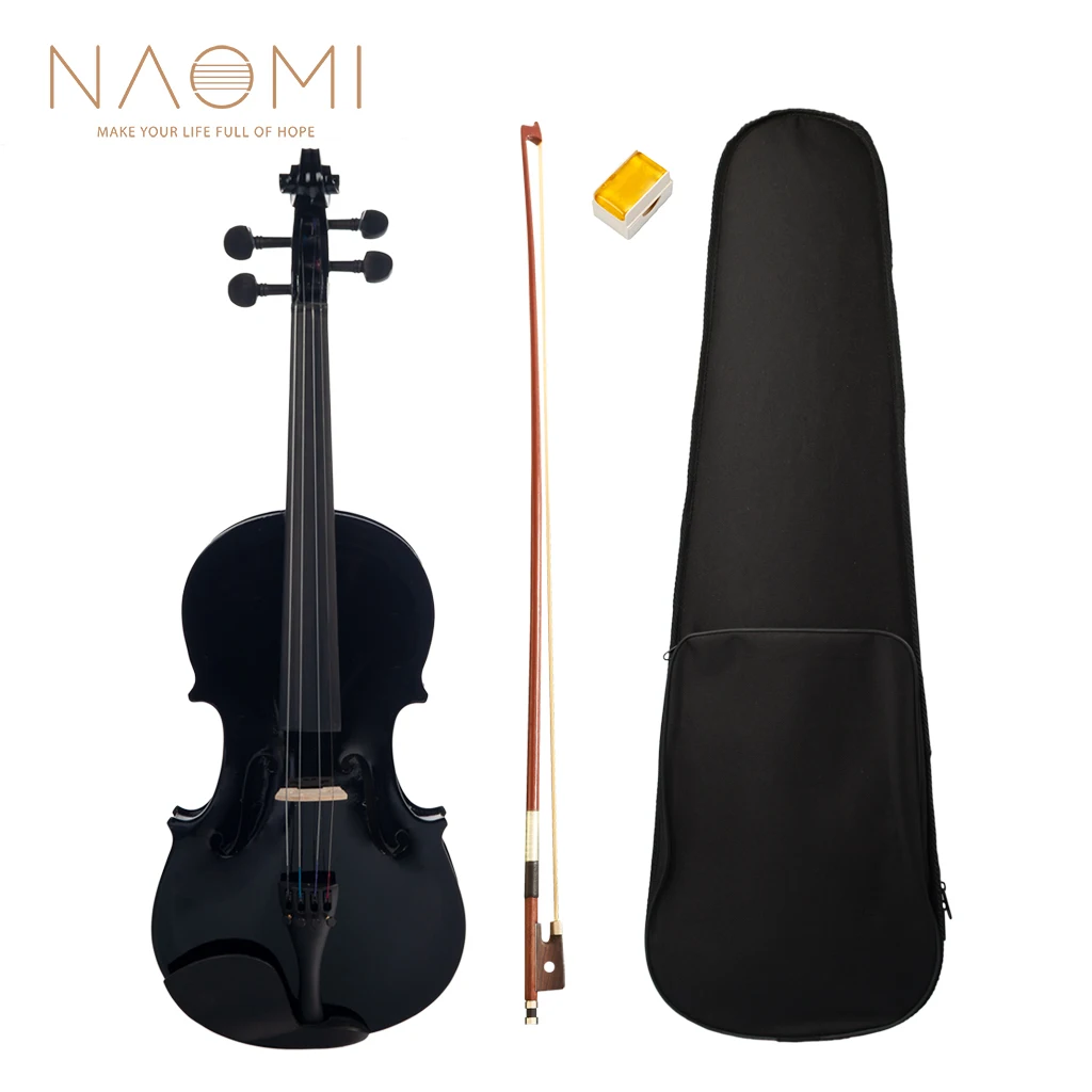 

NAOMI Violin 4/4 3/4 1/2 1/4 1/8 Violin Black Maple Wood Acoustic Violin + Case, Rosin, Bow New