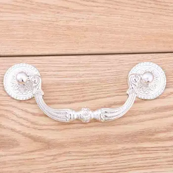 

96mm silver cabinet drawer pulls knobs silver dresser door handles knobs vintage shaky rings handles 3.75"