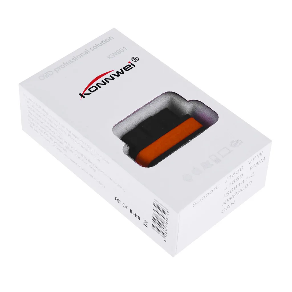 KONNWEI Автомобильный сканер KW901 WiFi ELM327 OBD2 OBDII диагностический сканер считыватель для iOS и Android стиль Горячая Распродажа 9531