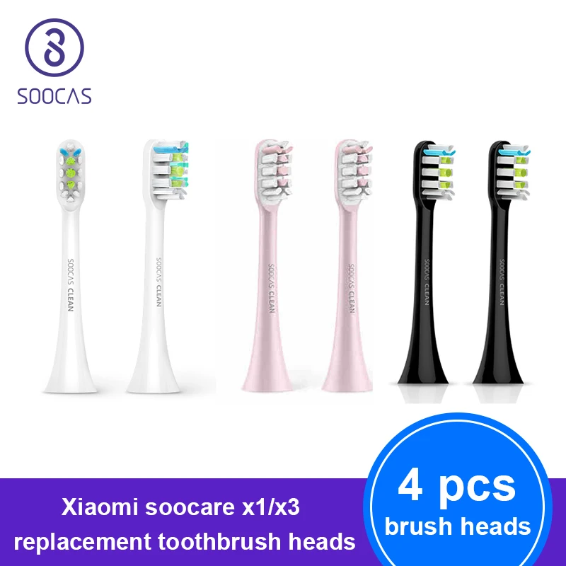 Цена SOOCAS X3 X1 X5 насадки для зубных щеток для Xiaomi Mijia сменная зубная щетка оригинальная Soocare Соник электрическая щетка головка ультра Соник
