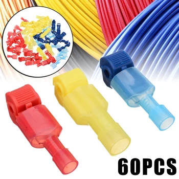 

60Pcs Wire Connectors Terminals Connectors&Female Spade Kit Quick Splice Scotch Lock T Tap Wire Joint Crimp Cable Home Auto Tool