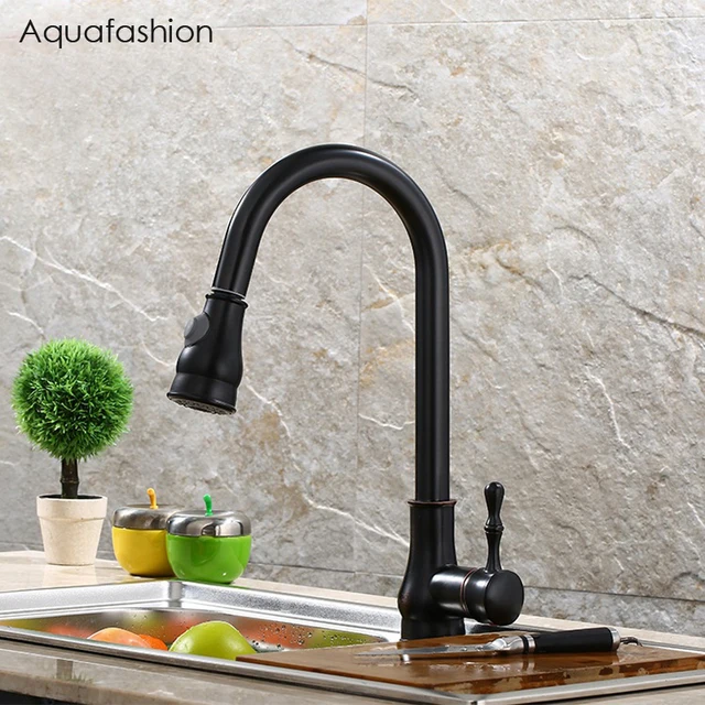 Special Price Kitchen Faucet Brass Pull Out Kitchen Sink Faucet Black Oil Rubbed Bronze Cold and Hot Kitchen Mixer Tap Robinet Cuisine