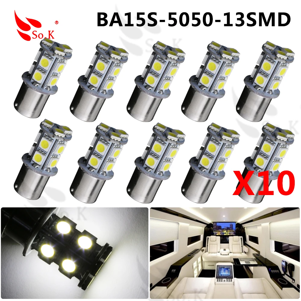 

High Quality 1156 BA15S P21W 13 SMD 5050 LED Brake Parking Rear Tail Turn Signal Light Bulb Lamps Auto Led Car Bulb 12V 13SMD