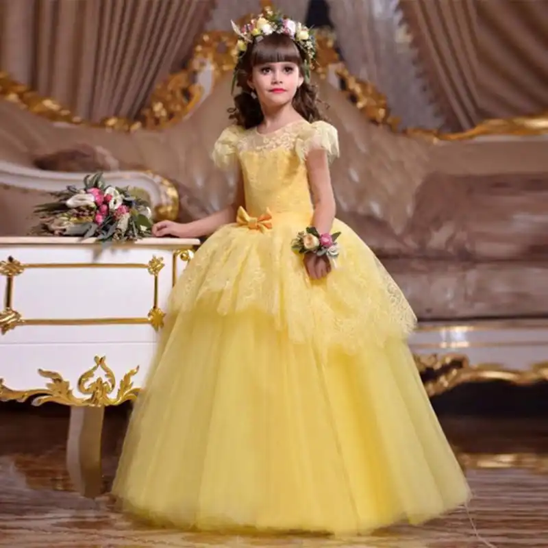 yellow and white flower girl dresses