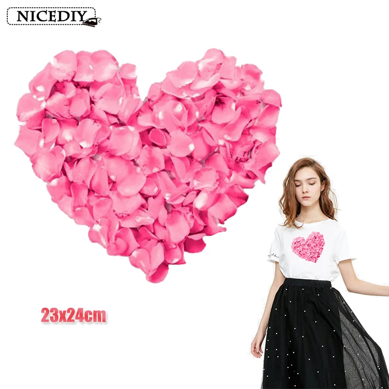 Nicediy Сердце цветок железа на патчи для одежды летняя эмблема ткани наклейки