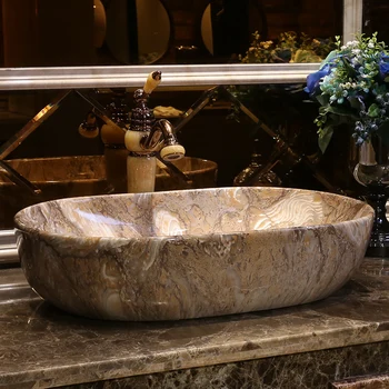 

Bathroom Vanity Bathroom Sink Bowl Countertop Ceramic Wash Basin Bathroom Sink Oval Brown Bathroom Sink