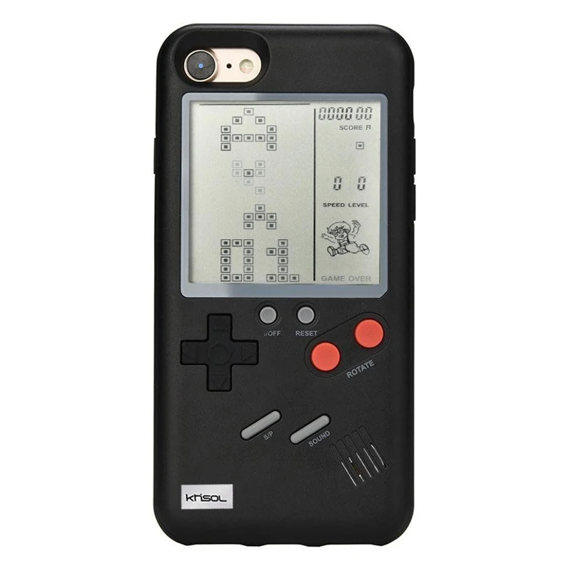 Чехол для телефона Tetris с игровой консолью для iPhone X, 6, 6S Plus, мягкий чехол из ТПУ в стиле ретро, чехол для игровой консоли для iPhone 7, 8 Plus, чехол - Цвет: Черный