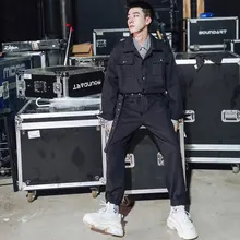 Японский летний мужской Модный комбинезон, Рабочий комбинезон, подиумное шоу, сценический мужской модный спортивный костюм в стиле хип-хоп